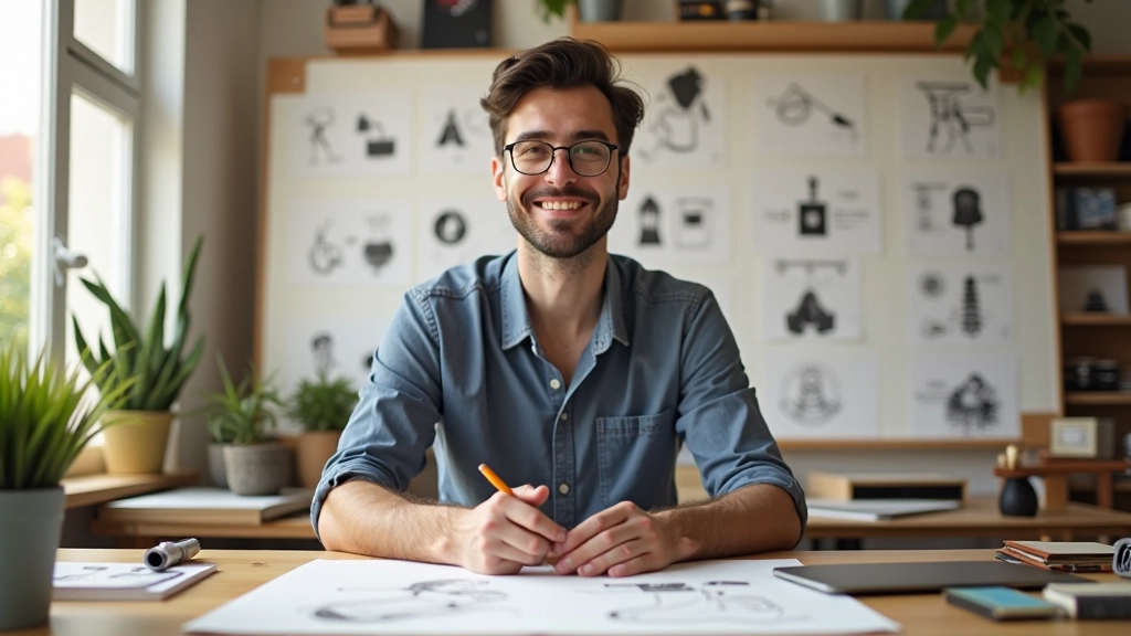 Estúdio criativo com materiais de animação e storyboards profissionais